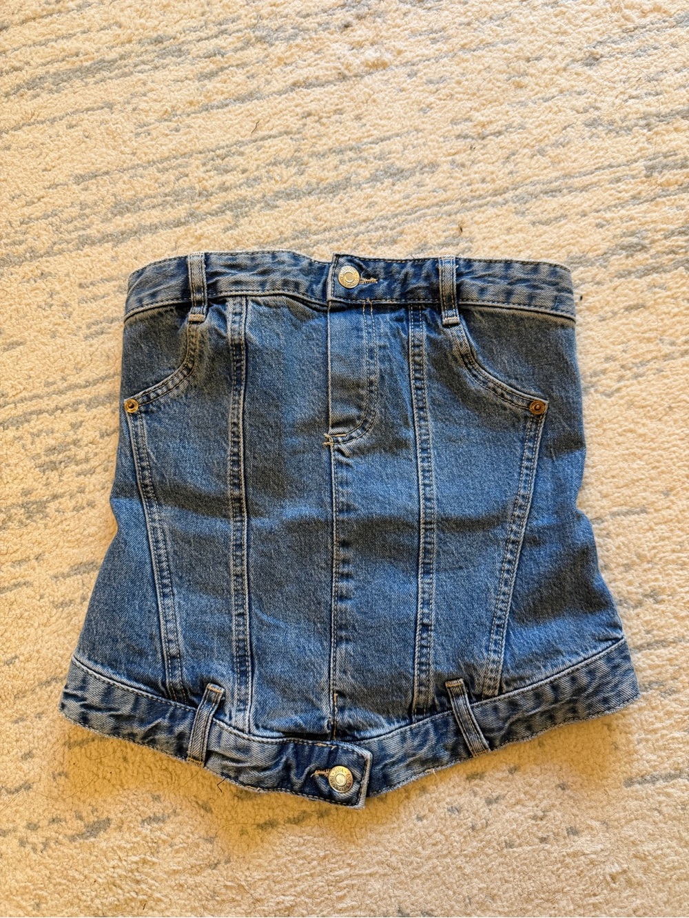 Zara denim blue corset top strapless